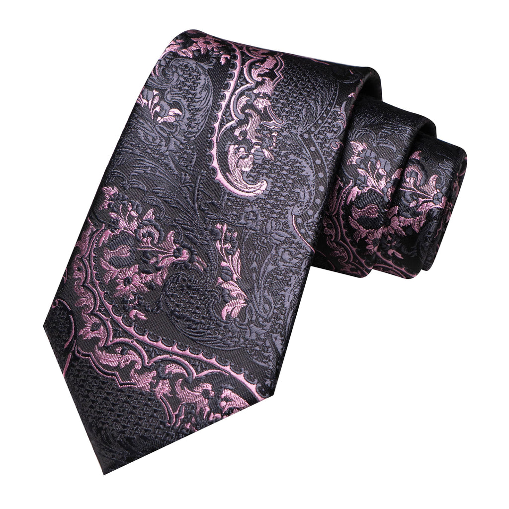 JEMYGINS Mens Tie and Pocket Square,Lapel Pin,Cufflinks,Tie Clip Sets with Gift Box 5PCS