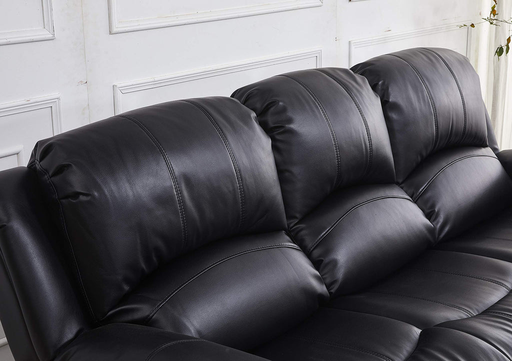 Betsy Furniture 3PC Faux Leather Reclining Couch Set, Living Room Furniture Set, Sofa, Loveseat, Glider, 8018 Multiple Colors (Gray, Sofa+Loveseat+Chair) | 8018