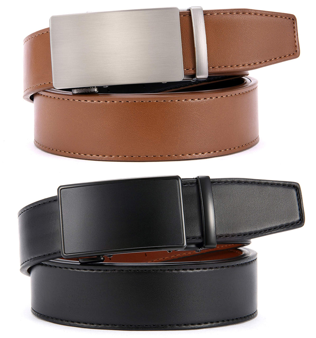 CHAOREN Leather Ratchet Belt Men 2 Pack - Customizable Fit, Effortless Style (35mm)