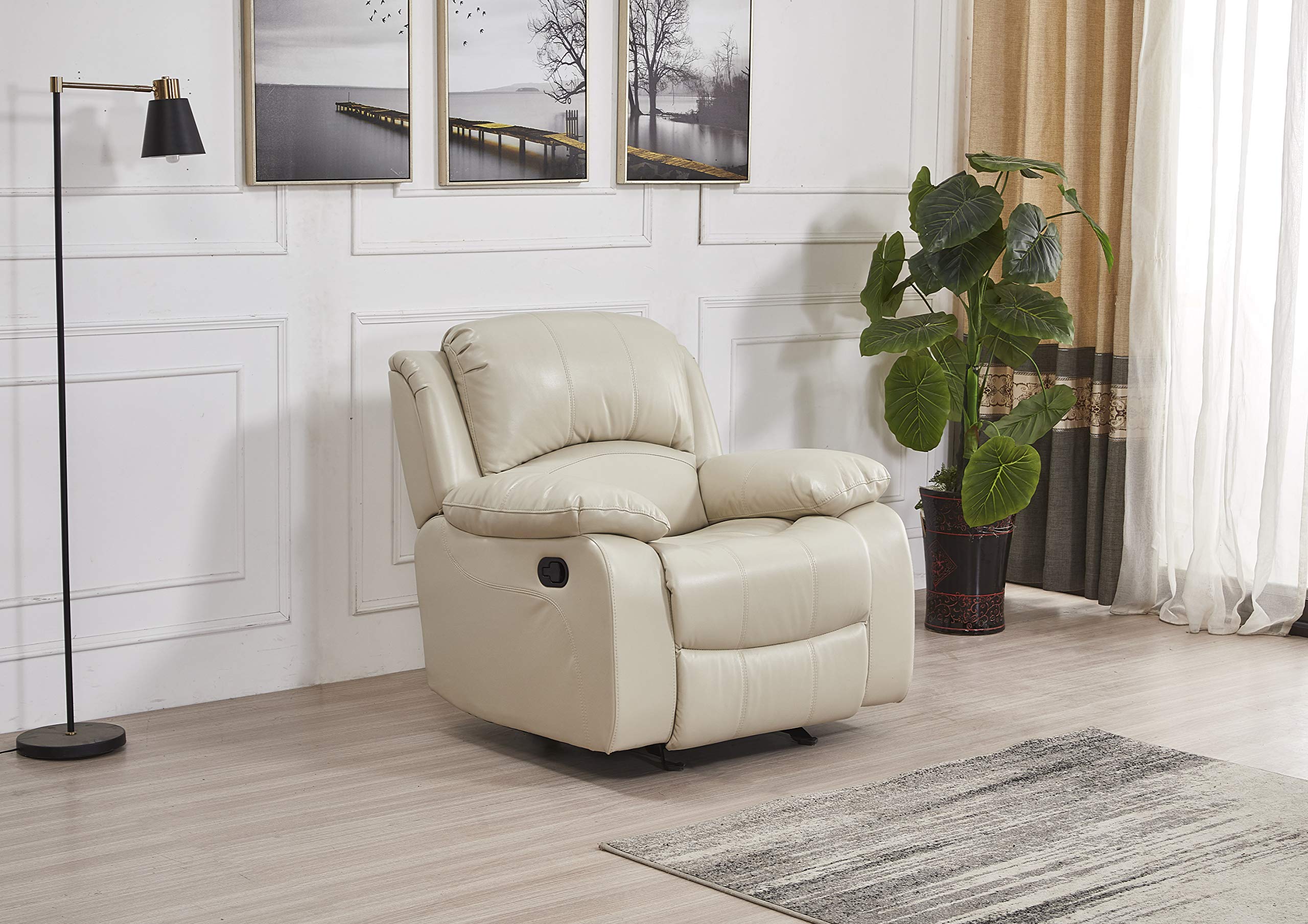 Betsy Furniture 3PC Faux Leather Reclining Couch Set, Living Room Furniture Set, Sofa, Loveseat, Glider, 8018 Multiple Colors (Gray, Sofa+Loveseat+Chair) | 8018