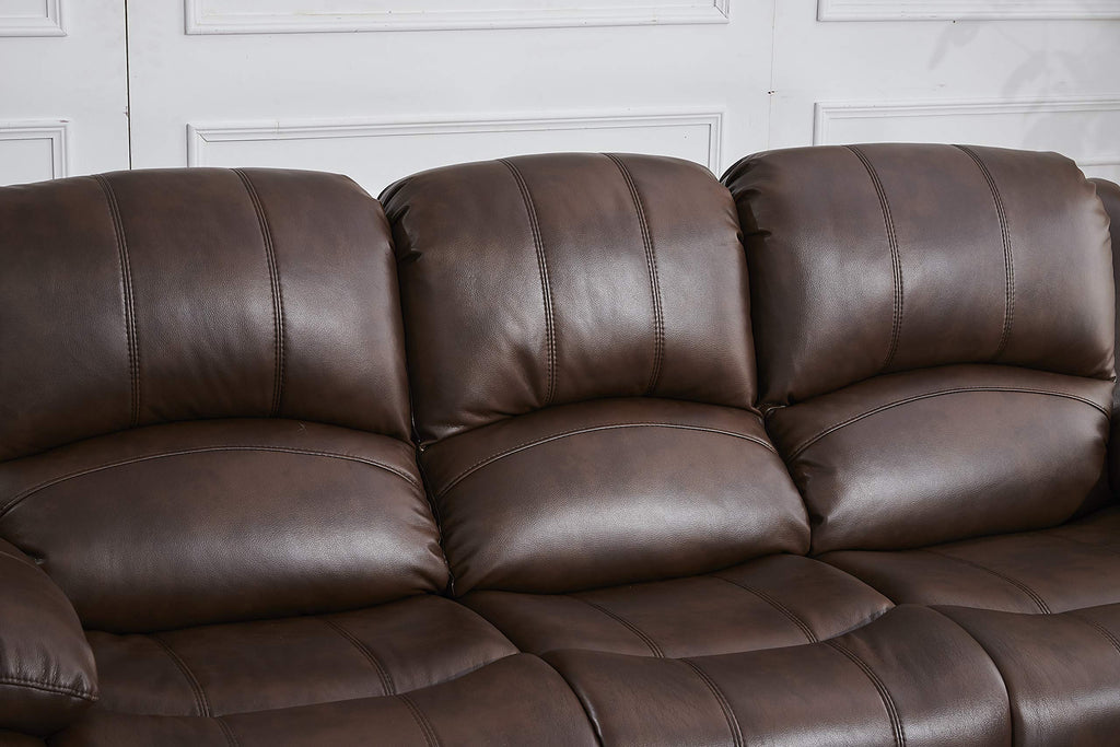 Betsy Furniture 3PC Faux Leather Reclining Couch Set, Living Room Furniture Set, Sofa, Loveseat, Glider, 8018 Multiple Colors (Gray, Sofa+Loveseat+Chair) | 8018