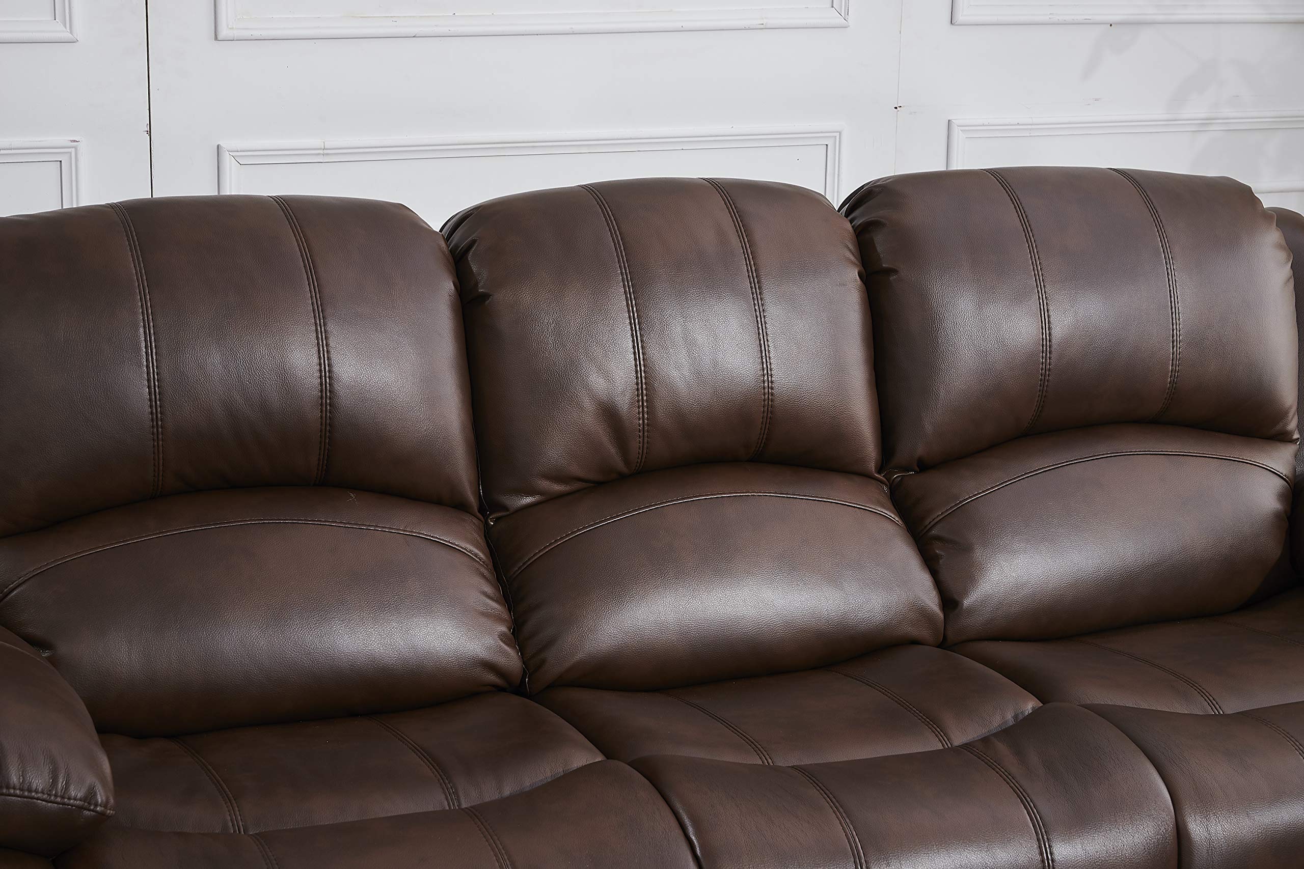Betsy Furniture 3PC Faux Leather Reclining Couch Set, Living Room Furniture Set, Sofa, Loveseat, Glider, 8018 Multiple Colors (Gray, Sofa+Loveseat+Chair) | 8018