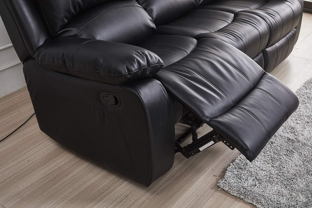 Betsy Furniture 3PC Faux Leather Reclining Couch Set, Living Room Furniture Set, Sofa, Loveseat, Glider, 8018 Multiple Colors (Gray, Sofa+Loveseat+Chair) | 8018