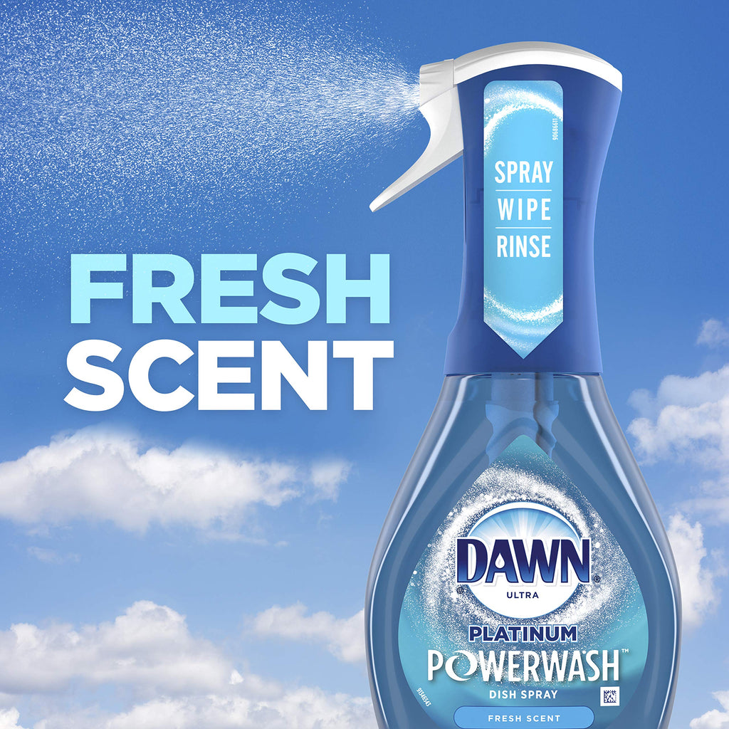 Dawn Powerwash Spray, Dish Soap, Dishwashing Liquid, Fresh, 1 Starter Kit + 3 Refills, 4x16 Fl Oz