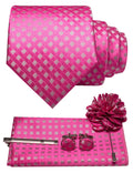 JEMYGINS Mens Tie and Pocket Square,Lapel Pin,Cufflinks,Tie Clip Sets with Gift Box 5PCS