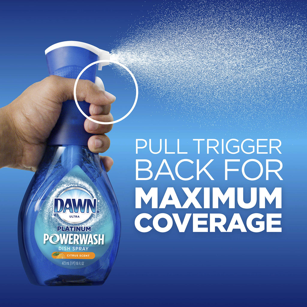Dawn Powerwash Spray, Dish Soap, Dishwashing Liquid, Fresh, 1 Starter Kit + 3 Refills, 4x16 Fl Oz