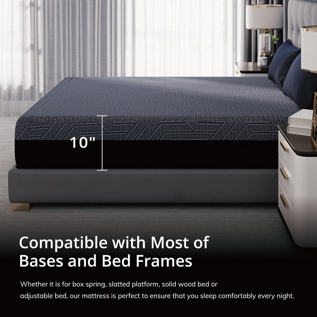 MLILY EGOHOME 14 Inch Queen Memory Foam Mattress for Back Pain, Cooling Copper Gel Bed in a Box, Foam Made in USA, CertiPUR-US Certified, Therapeutic Medium Firm, 60x80x14 Black