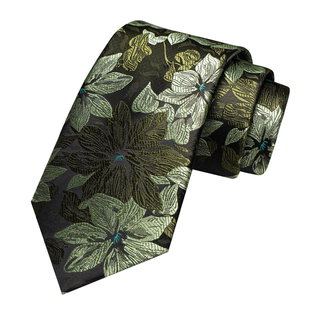 JEMYGINS Mens Tie and Pocket Square,Lapel Pin,Cufflinks,Tie Clip Sets with Gift Box 5PCS