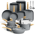 Kitchen Induction Cookware & Bakeware Set - 30 Piece Black Granite Cooking Pans Set, Non-Stick Pots and Pans Set