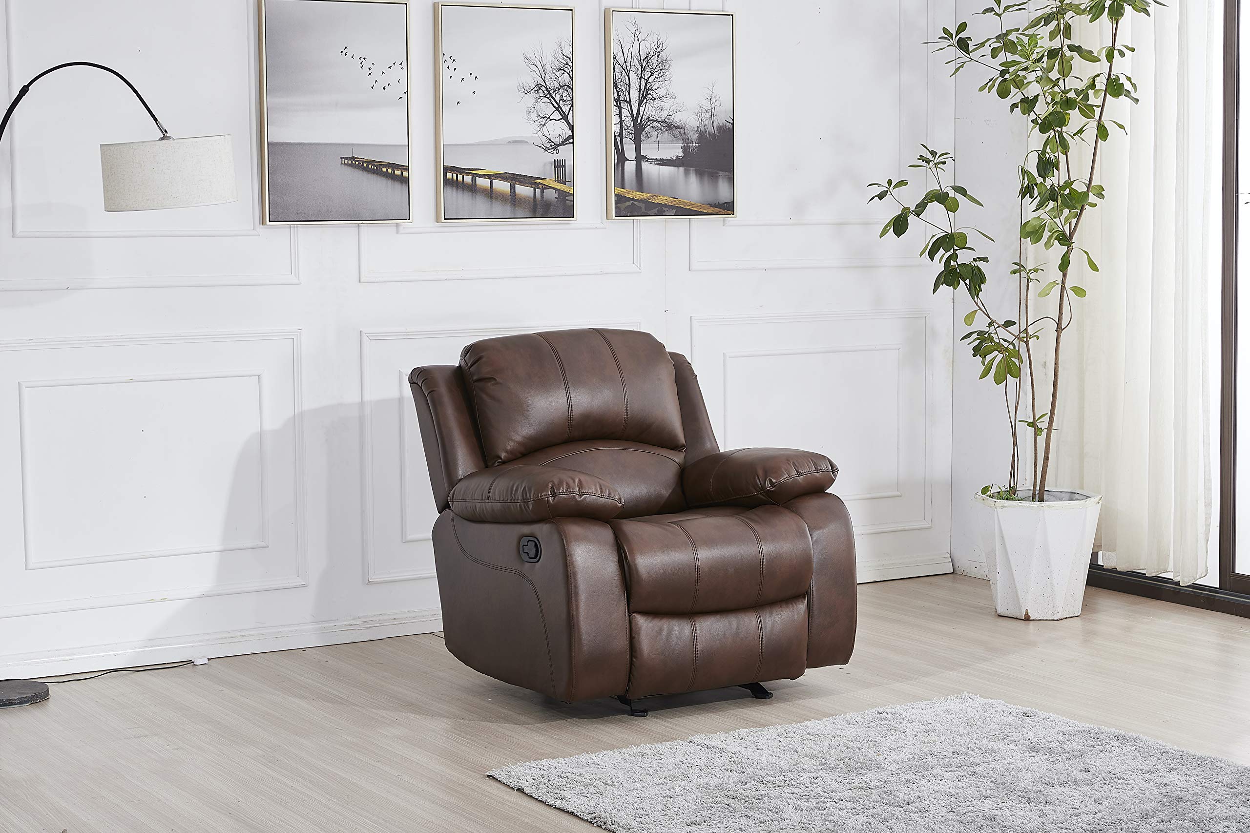 Betsy Furniture 3PC Faux Leather Reclining Couch Set, Living Room Furniture Set, Sofa, Loveseat, Glider, 8018 Multiple Colors (Gray, Sofa+Loveseat+Chair) | 8018