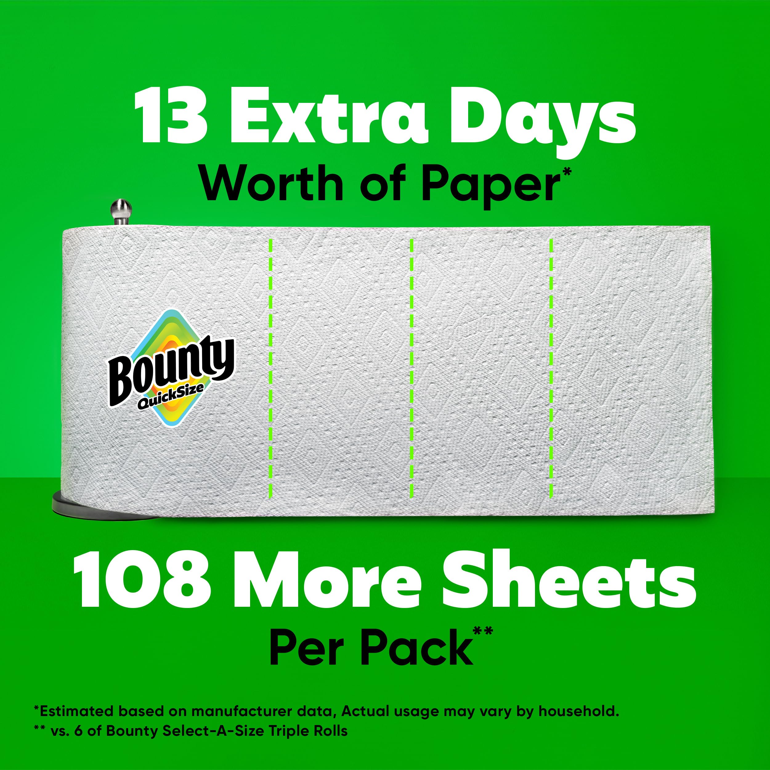 Bounty Quick-Size Paper Towels, White, 12 Family Triple = 40 Regular Rolls