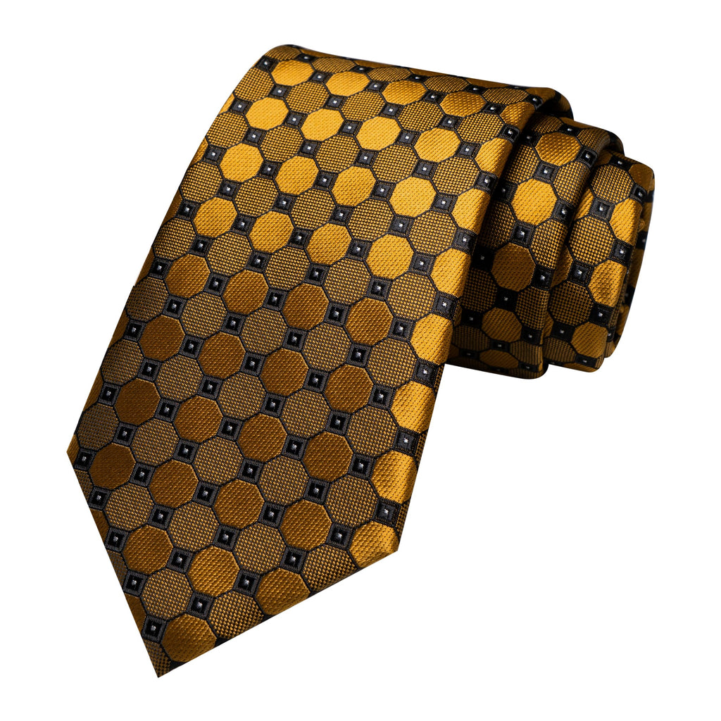 JEMYGINS Mens Tie and Pocket Square,Lapel Pin,Cufflinks,Tie Clip Sets with Gift Box 5PCS